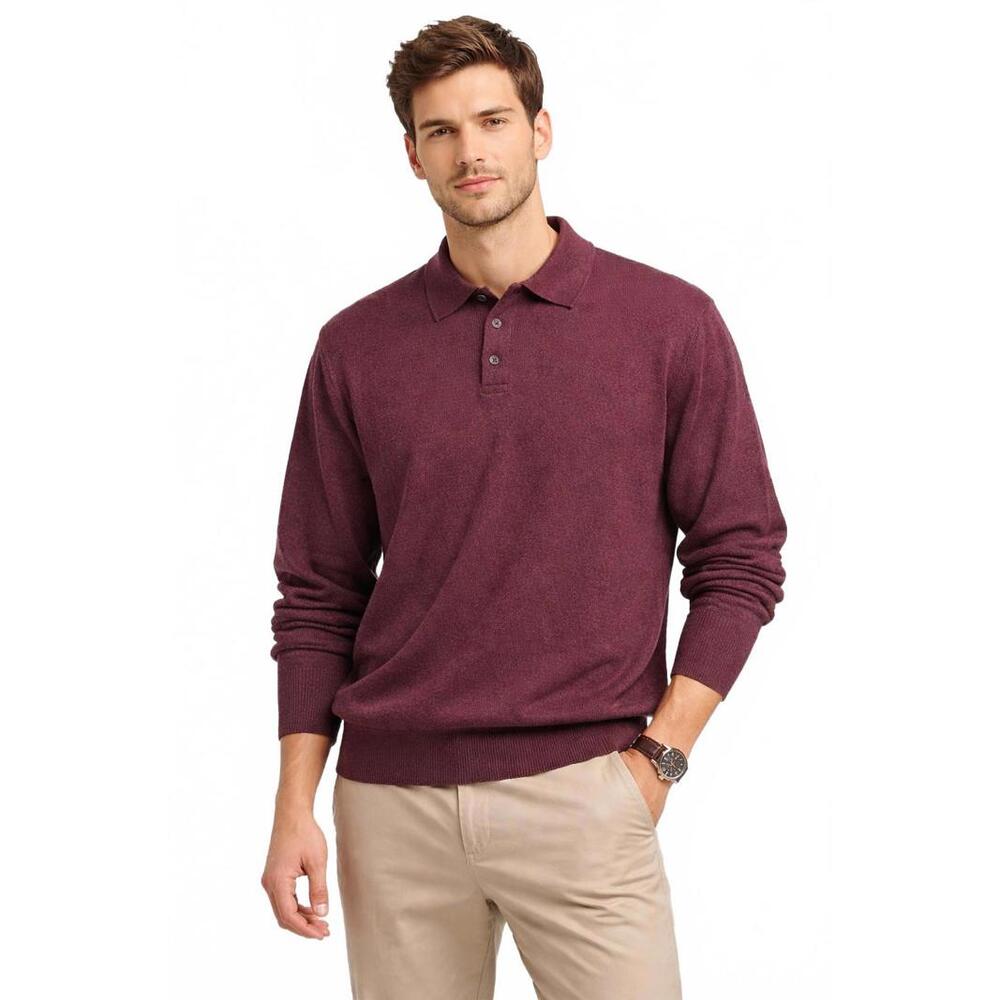 Brandini 100% Merino Wool Long Sleeve Sweater - Made in Italy - Maroon